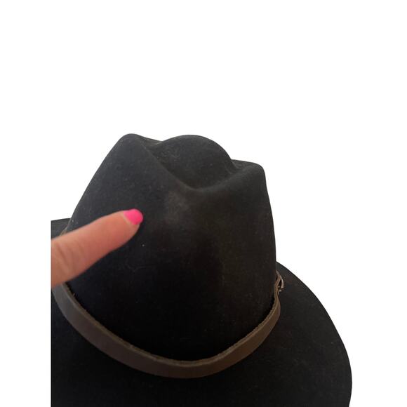 Bailey Light Felt Black Leather Banded Logo Safari Fedora Hat Mens 22 in Cir. - Picture 4 of 9
